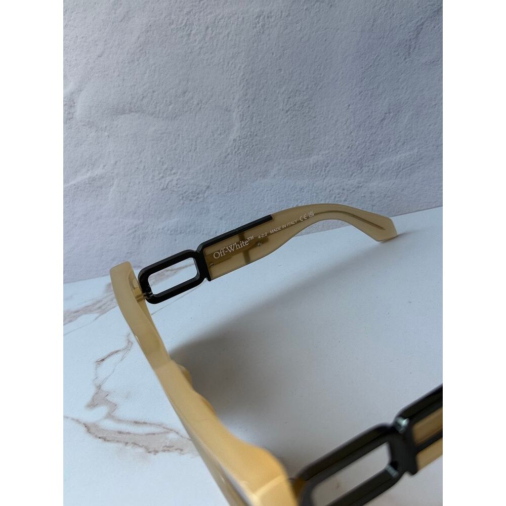 NEW Off White Boston Beige Square Unisex Sunglasses - Picture 7 of 7